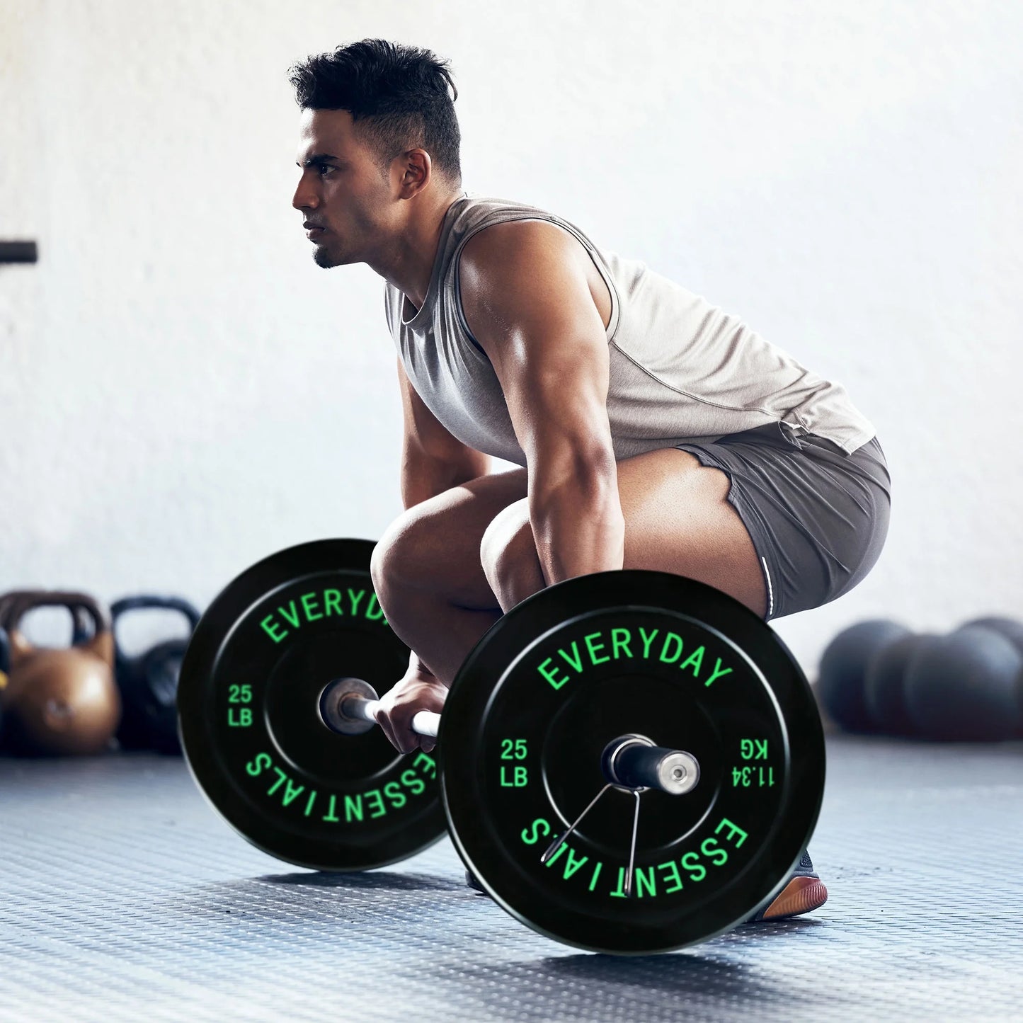 370 Lb Olympic Rubber Bumper Weight Plate Set with 2” Steel Hub Inserts