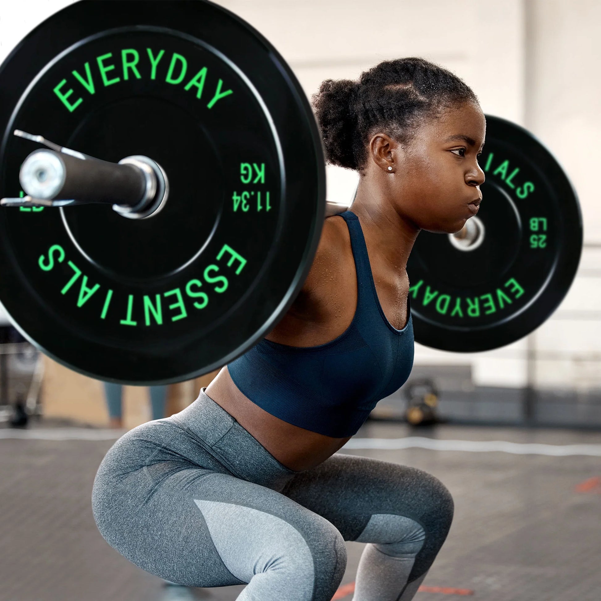 370 Lb Olympic Rubber Bumper Weight Plate Set with 2” Steel Hub Inserts