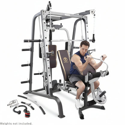 Smith Cage Workout Machine Full Body Strengthtraining Home Gym Equipment System with Leg Developer, Press Bar, PEC Deck, and Squat Rack