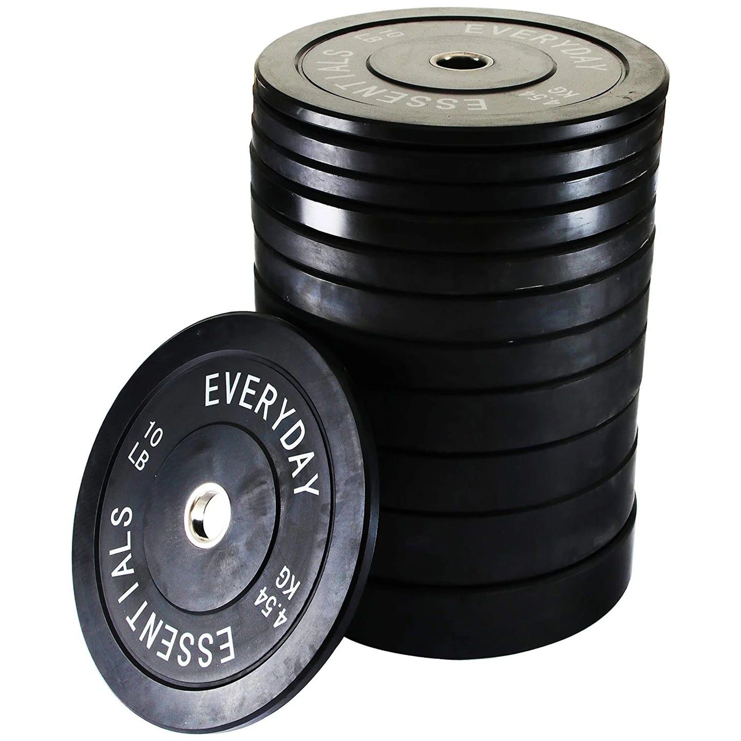 370 Lb Olympic Rubber Bumper Weight Plate Set with 2” Steel Hub Inserts