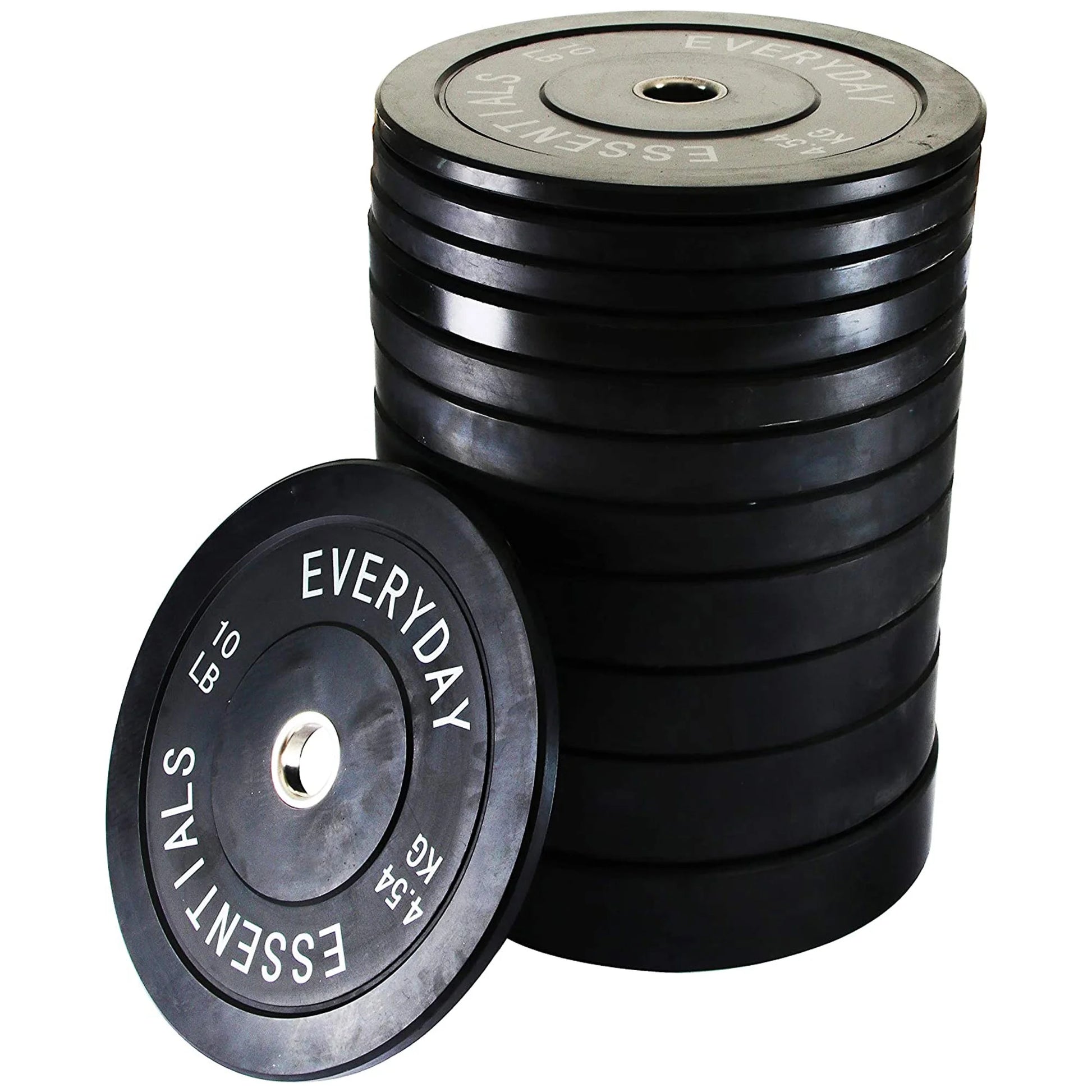 370 Lb Olympic Rubber Bumper Weight Plate Set with 2” Steel Hub Inserts