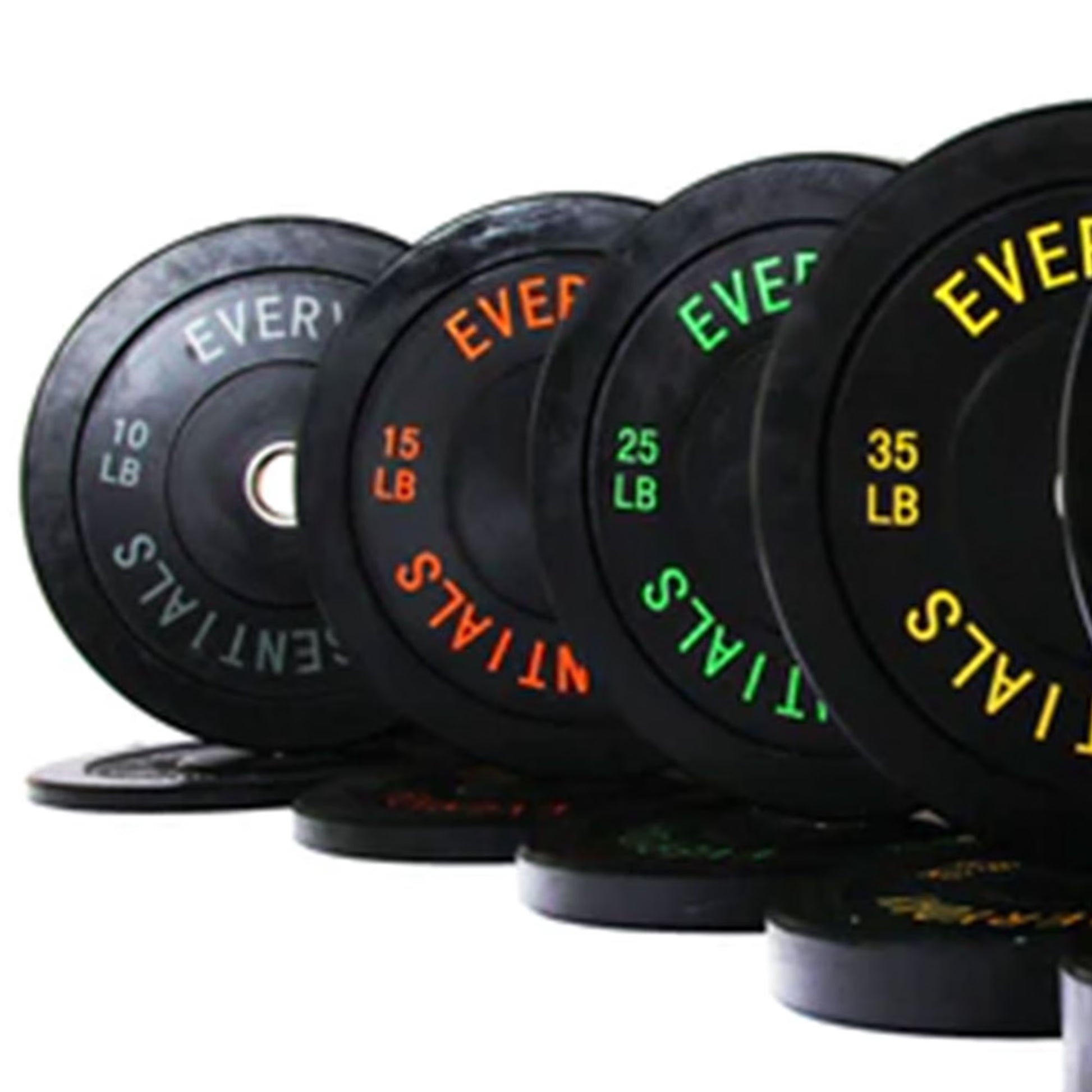 370 Lb Olympic Rubber Bumper Weight Plate Set with 2” Steel Hub Inserts